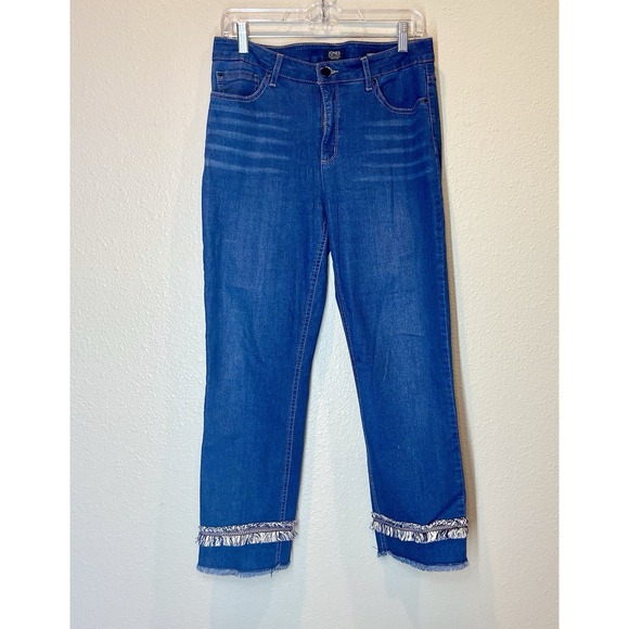 JONES NEW YORK SIGNATURE JEAN PANTS LEXINGTON STRAIGHT CROP SIZE US 8 FRINGE - Picture 1 of 11